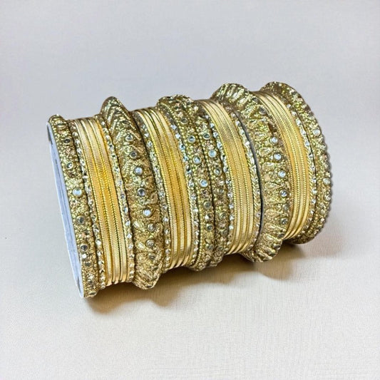 1129G Gold Color Metal Bangle Set Indian Bridal Churiyan Chudiyan Indian Jewelry