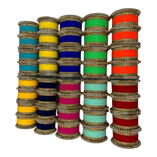 1186 Indian Metal Bangle Kangan Set Red Maroon Pink Green Blue Yellow