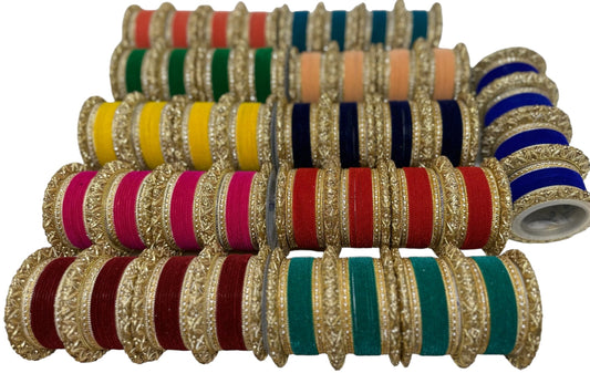 1188 Indian Metal Bangle Kangan Set Red Maroon Pink Green Blue Yellow