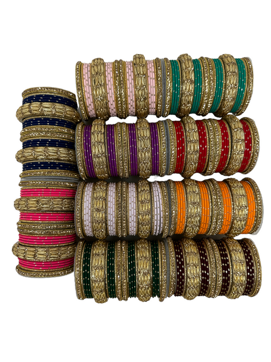 Model 1192 Size 2-6 Indian Metal Bangle Churiyan Kangan Set in Various Colors