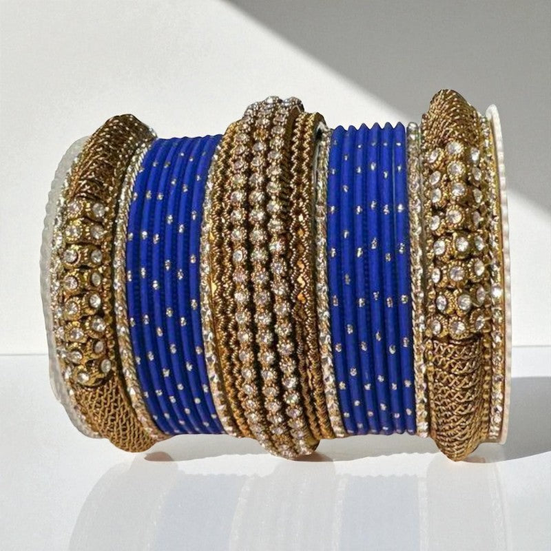 #1128 Indian Metal Bangle Set With Rhinestones