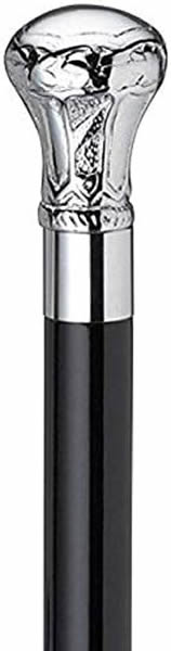 Replica of Bat Masterson Silver Finish Brass Knob Handle on Wooden Walking Cane Stick