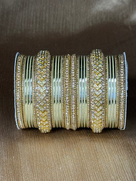 8056G - Gold-Tone Gold Studded Bridal Bangle Set