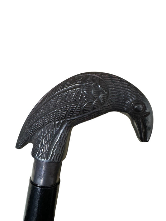 Brass Raven Crow Handle Walking cane - Handcrafted Black Stick (Foldable)