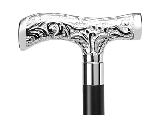 Walking Cane Brass Handle Silver Finish Lightweight Stick Men, Women Seniors