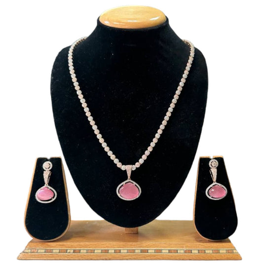 Premium Rose Gold American Diamond /CZ Set with Earrings #ADS78