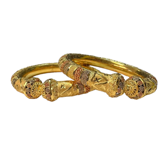 24k 1 Gram Gold Plated Rajasthani Hasli Kadli 2pc Bangle Set GK8