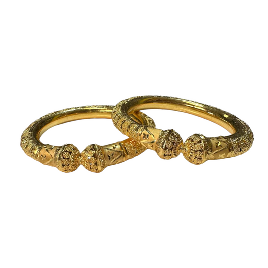 24k 1 Gram Gold Plated Rajasthani Hasli Kadli 2pc Bangle Set GK8