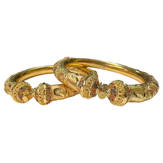 24k 1 Gram Gold Plated Rajasthani Hasli Kadli 2pc Openable Kada Bracelet Set GK9