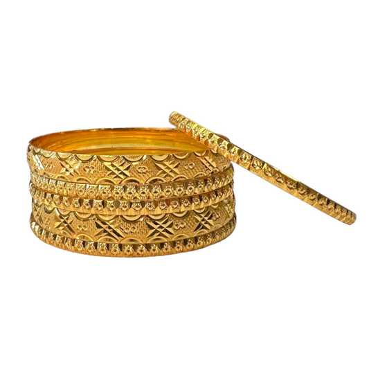 6pc Gold Plated Dubai Style Bangle Set #DS2 - Zenia Creations
