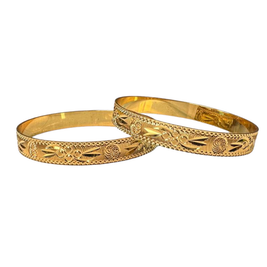 2pc Gold Plated Dubai Style Bangle Set #DS4
