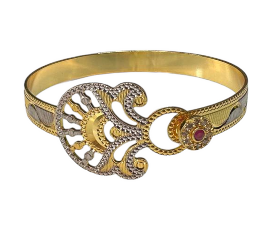 Openable Gold And Rhodium Plated Two Tone Dubai Style Bracelet #DS25