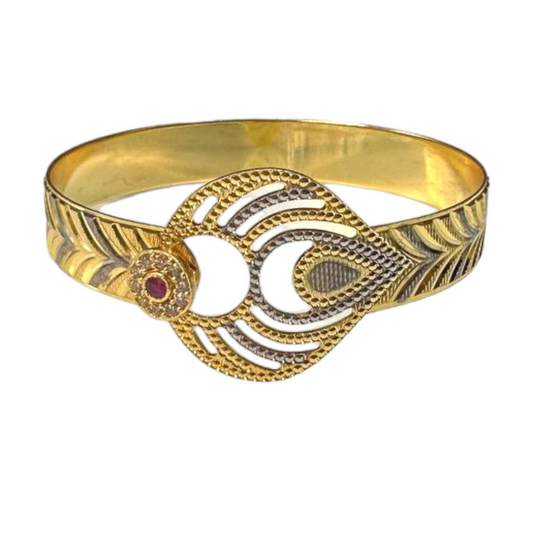 Openable Gold And Rhodium Plated Two Tone Dubai Style Bracelet #DS29