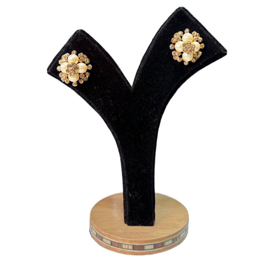 Studs Earrings With Stones & Pearls #DE15