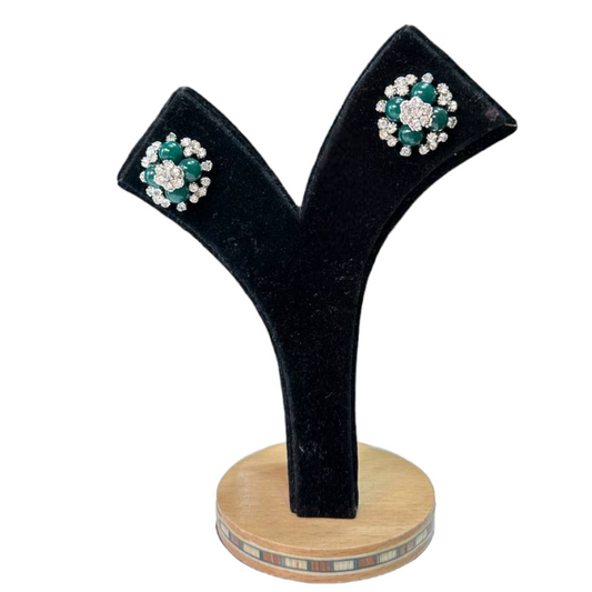 Silver with Color Pearls Studs Earrings #DE17