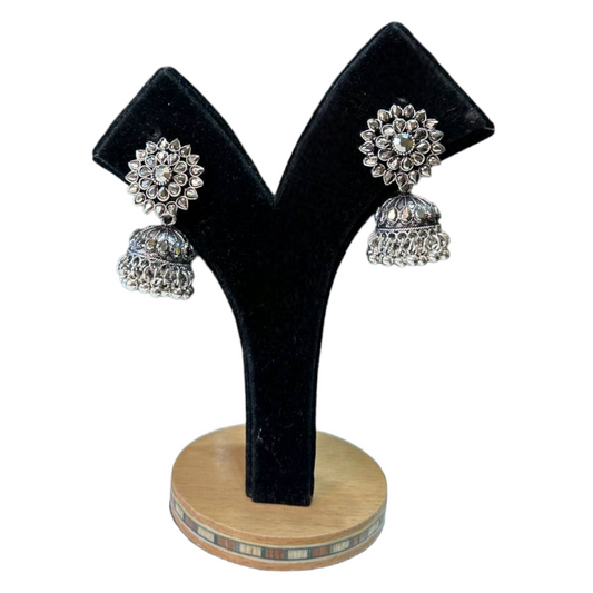 German Silver Oxidized Jhumka Earrings #DE8