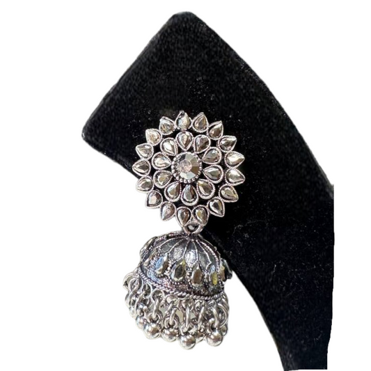 German Silver Oxidized Jhumka Earrings #DE8