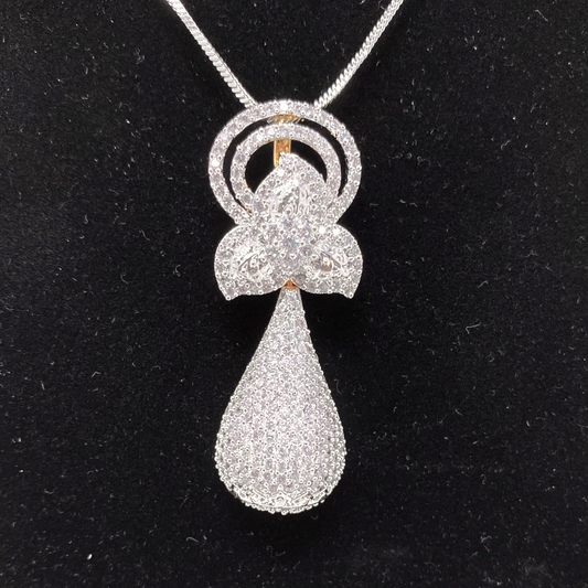 AD Gold Plated Pendant Earrings Set With AD Cluster Stones #ADPE31
