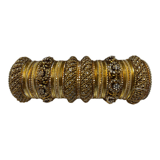 1041 Indian Metal Bangle Kangan Set gold green blue