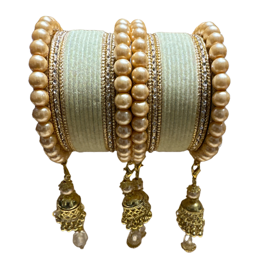 #1245 Indian Bridal Chuda Churiyan Kangan Metal Bangles Set with Jhumki jhumka