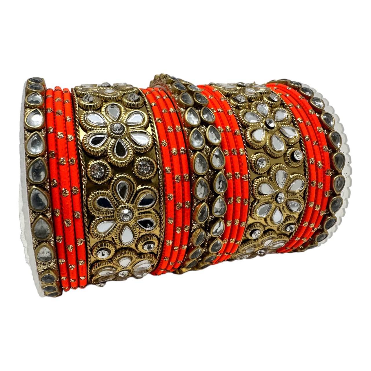 #1247 Indian Bridal Kundan Chuda Churiyan Kangan Metal Bangles Set