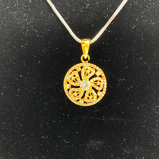 AD Gold Plated Pendant Earrings Set With AD Clear Stones #ADPE33