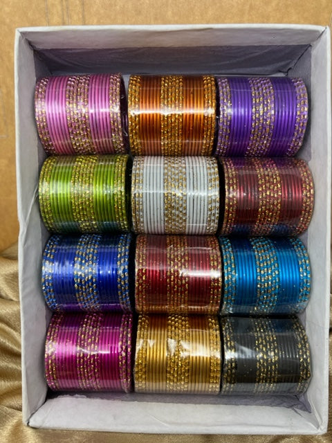 Indian Kids Color Metal Bangle Set Churiyan With Gold #RR