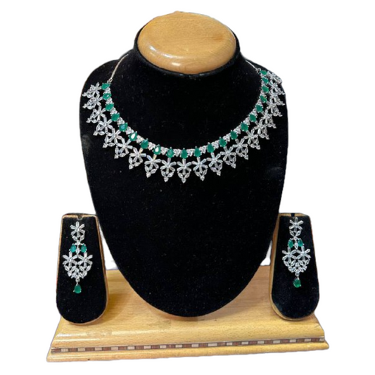 AD/CZ American Diamond Necklace & Earring Set ADS32