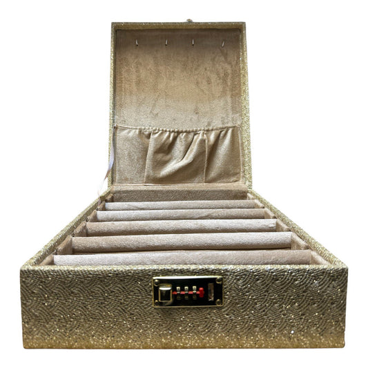 Lockable Bangle, Bracelet, Chain & Jewelry Box In Pink & Gold Glitter Color