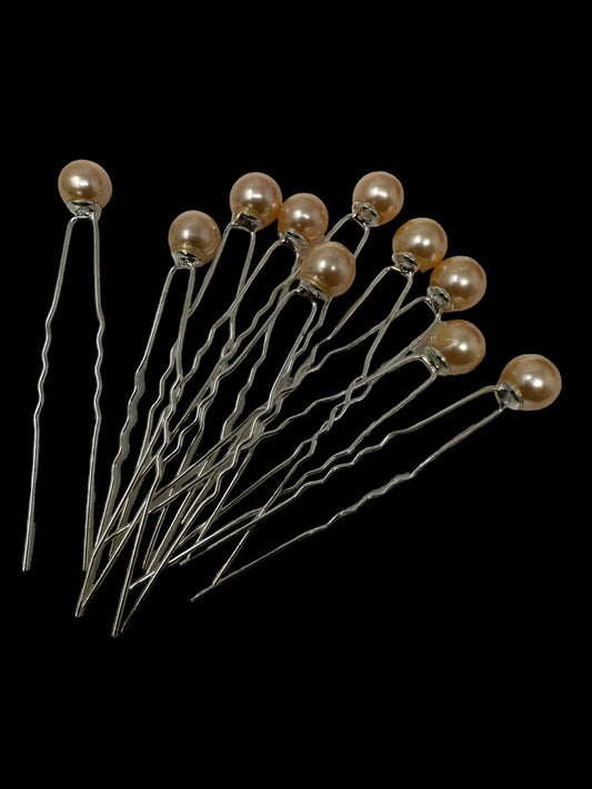 U Hair Decoration Pins with Gold Pearls Bridal for Brides Bridesmaids Hair Style #HP14