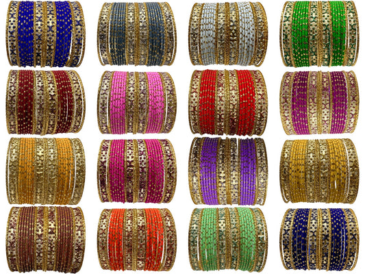 Indian Color Metal Bangle Set Churiyan With Gold #JUA2 JUNUN