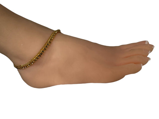 KP1 Kids Anklets Payal Gold Plated with Rhinestones Indian Jewelry