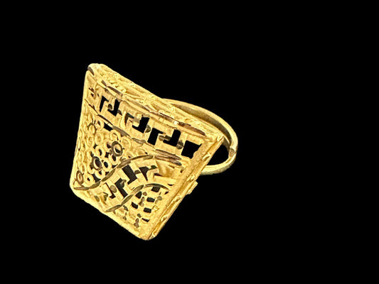 24k Gold Plated Long Necklace Earrings and Finger Ring Set Indian Jewelry #4084-2