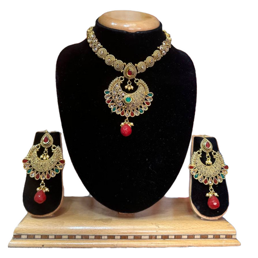 Gold Plated Reverse American Diamond Stones Necklace And Earring Set #RAD25 - Zenia Creations