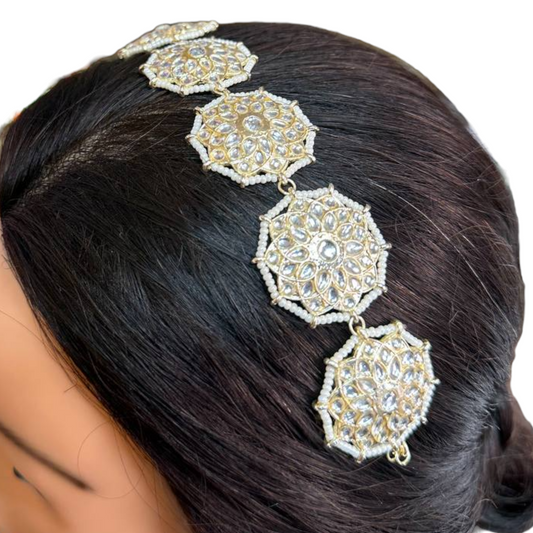 Gold Kundan Sheeshphool Sheesh Phool Matha Patti Indian Hair Jewelry #SP4