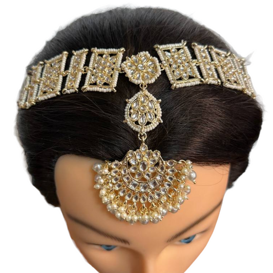 Gold Kundan Sheeshphool Sheesh Phool Matha Patti Mang TikkaIndian Jewelry #SP17
