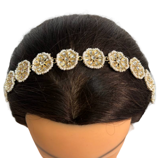 Gold Kundan Sheeshphool Sheesh Phool Matha Patti Indian Hair Jewelry Maang Tikka #SP1
