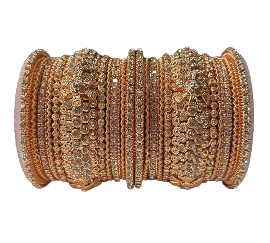 RG1 Rose Gold Indian Bridal Chuda Churiyan Metal Kangan Bangles Set