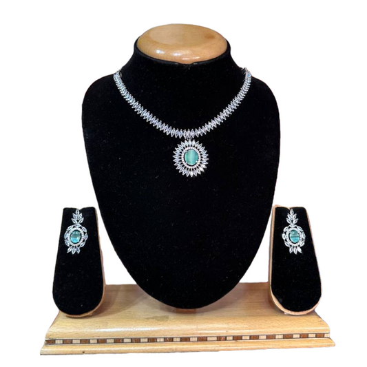 AD/CZ American Diamond Necklace & Earring Set ADS34
