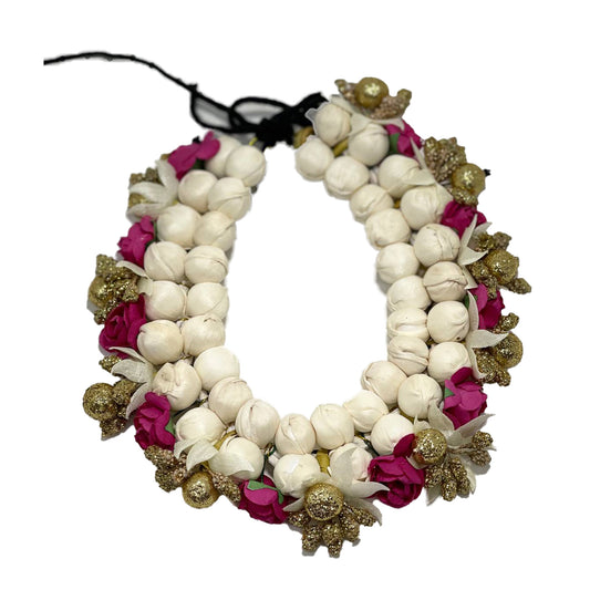 Artificial Flowers Hair Accessories Juda Mogra Gajra With Pink Rose #GAJ1