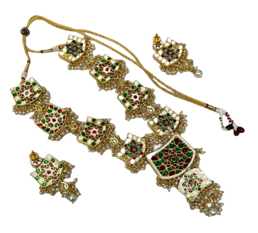 Kundan Necklace and Earrings Set With Back Minakari #KS7