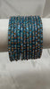 GlitStonB - Surf Glass Bangle Set with Golden Champagne Stone Work