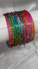 ANML - L-MLT Multicolor Glass Bangle Set with Gold Ghungroo Latkan Kadas