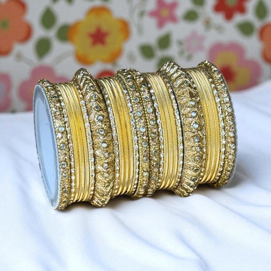 1129G Gold Color Metal Bangle Set Indian Bridal Churiyan Chudiyan Indian Jewelry