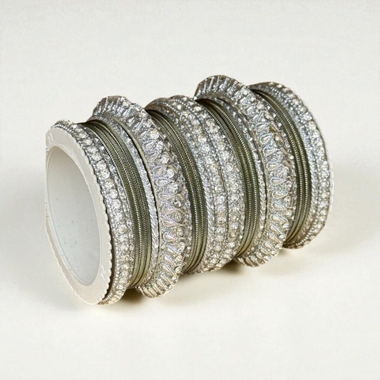 Metal Bangles Kangan Churiya Chudi Set with Silver Kada #1129s