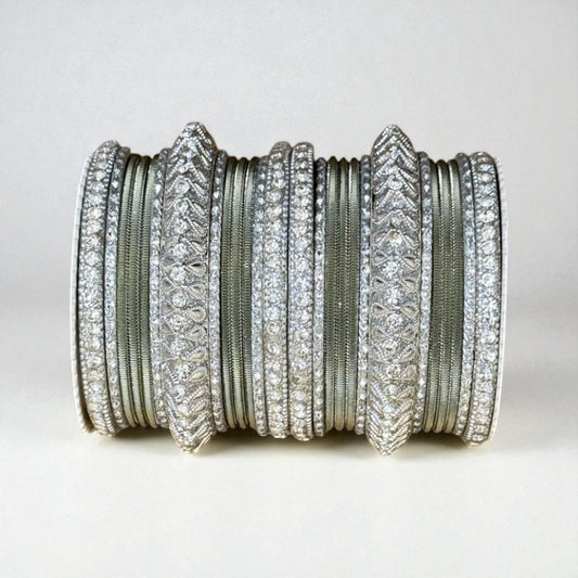 Metal Bangles Kangan Churiya Chudi Set with Silver Kada #1129s