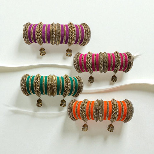 1135 Indian Metal Bangle Kangan Set Red Maroon Pink Green Blue  Yellow