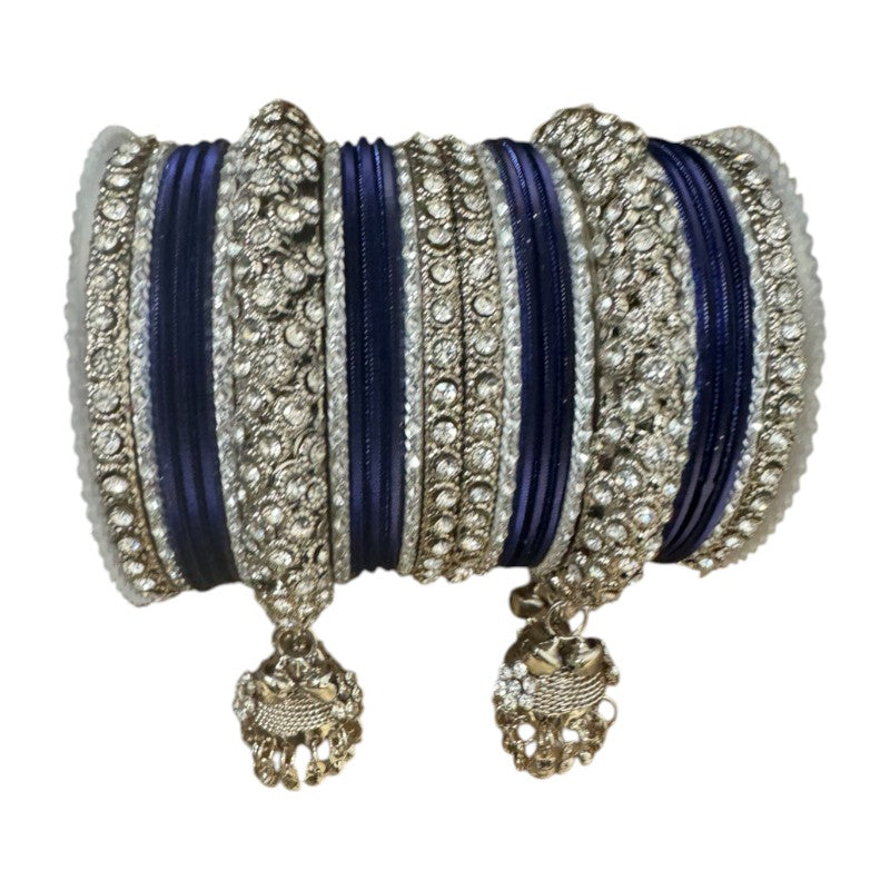 1149S - Silver finish Bangle set with Kalire Size 2-6 for Wedding, anniversary Indian Jewelry