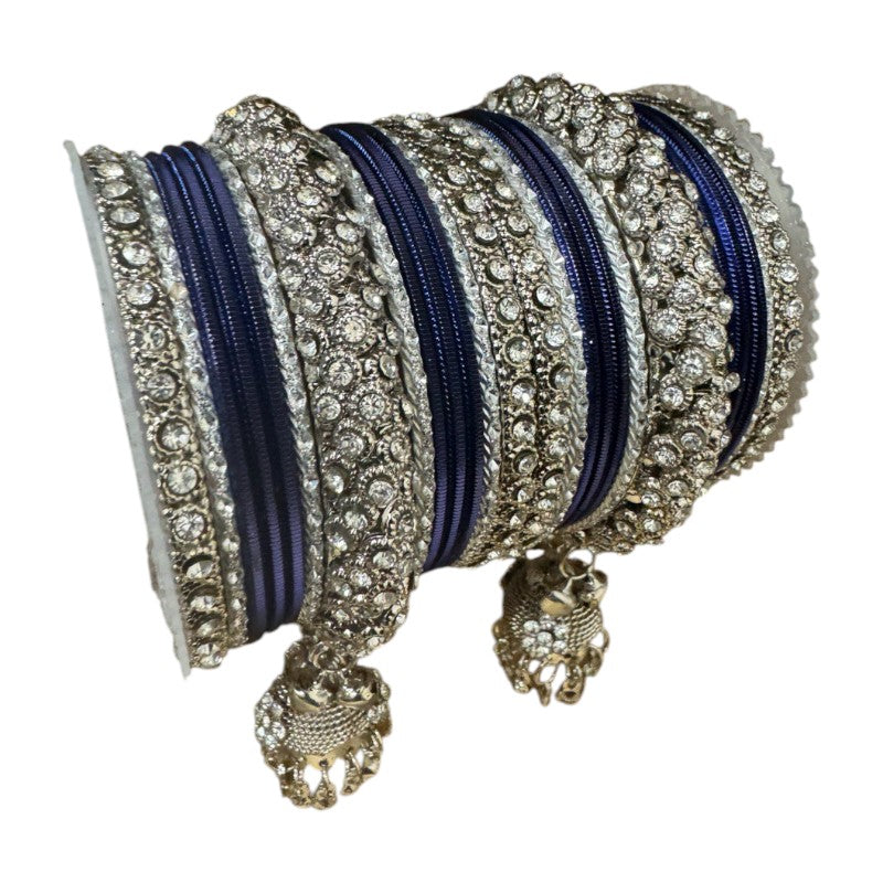 1149S - Silver finish Bangle set with Kalire Size 2-6 for Wedding, anniversary Indian Jewelry