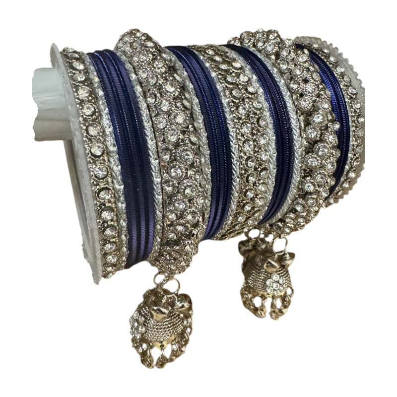 1149S - Silver finish Bangle set with Kalire Size 2-6 for Wedding, anniversary Indian Jewelry